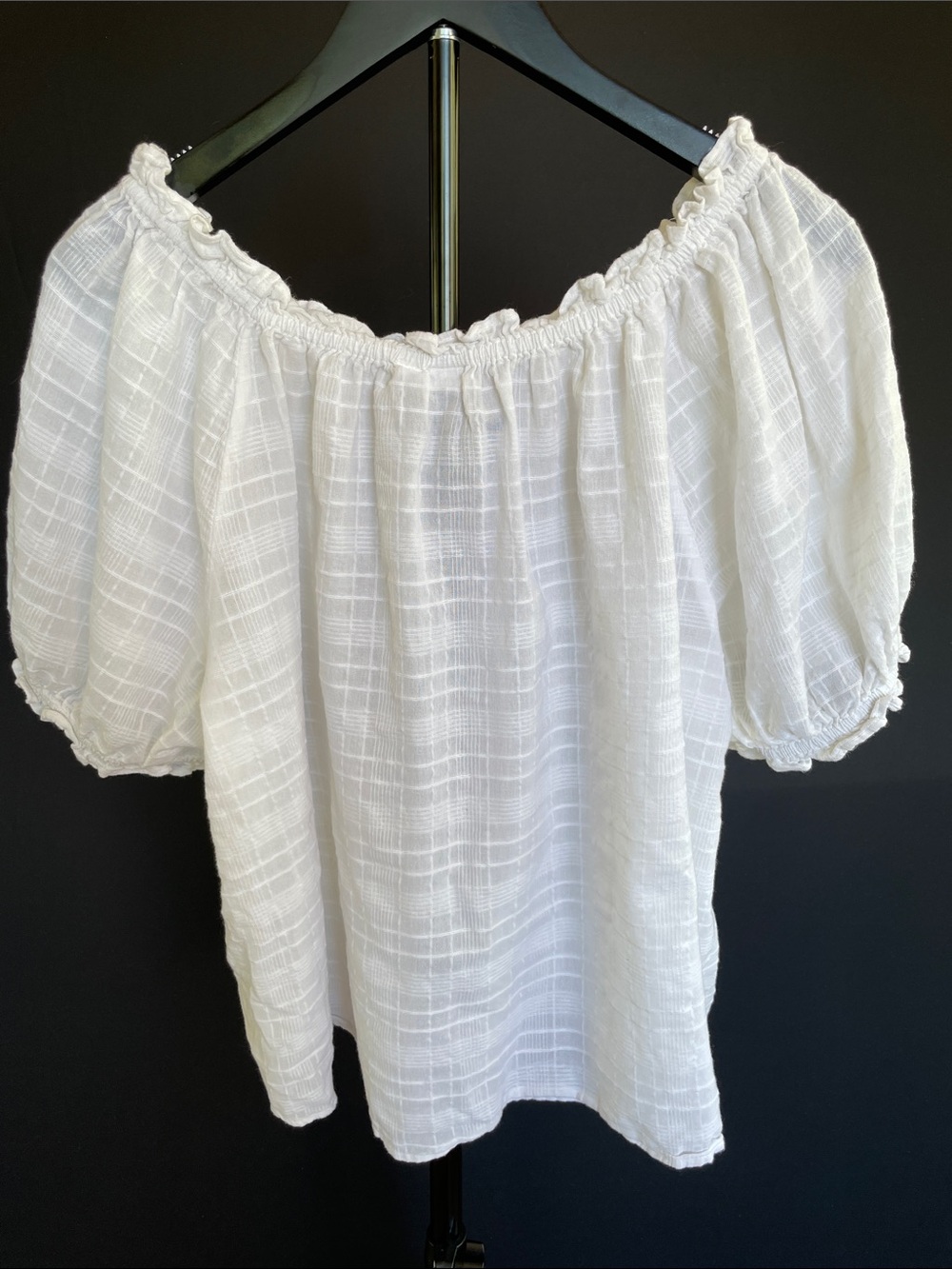 Gap White Off Shoulder Puff Sleeve Peasant Top Size Large - Picture 2 of 6
